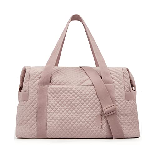 Weekender Bags for Women, BAGSMART Gym Bag with Yoga Mat, Travel Duffle Overnight Bag for Travel Essentials, Large Hospital Bag for Labor and Delivery(Pink) (AMAZON)