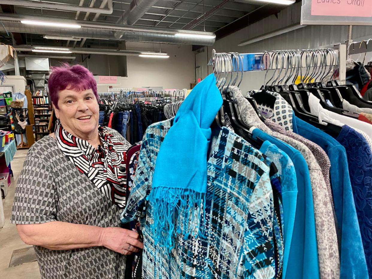 Betty Begg-Brooks with Gifts from the Heart says when people can find an outfit in their size, they leave feeling good. (Sarah Keaveny Vos/CBC - image credit)