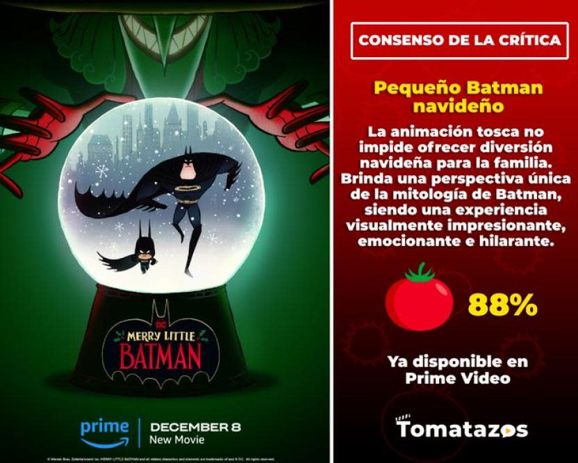 Calificación de la crítica de Un Pequeño Batman Navideño (Crédito: Tomatazos)