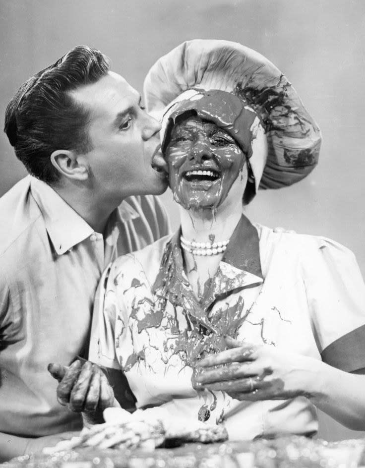 Ball and Arnaz behind-the-scenes of "I Love Lucy"