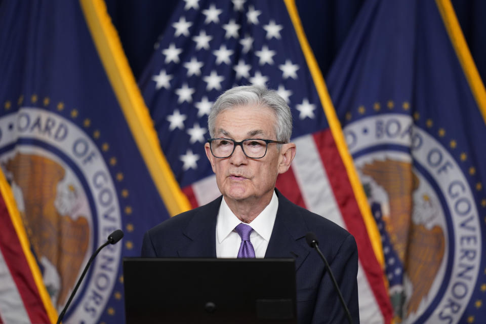 Federal Reserve Board Chair Jerome Powell speaks during a news conference about the Federal Reserve's monetary policy at the Federal Reserve, Wednesday, Dec. 13, 2023, in Washington. (AP Photo/Alex Brandon)