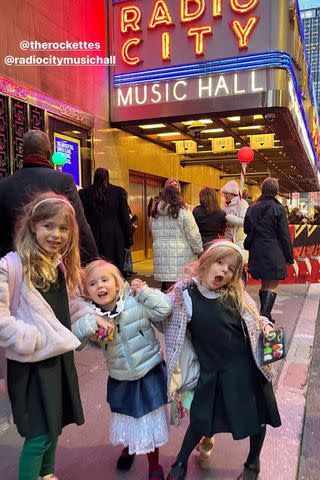 <p>Tessa Hilton/Instagram</p> Tessa and Nicky Hilton's daughters outside the Rockettes show
