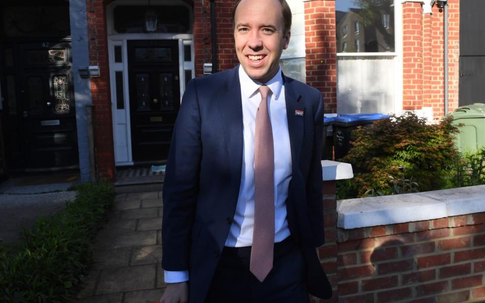 Matt Hancock outside his home in north-west London - Stefan Rousseau/PA