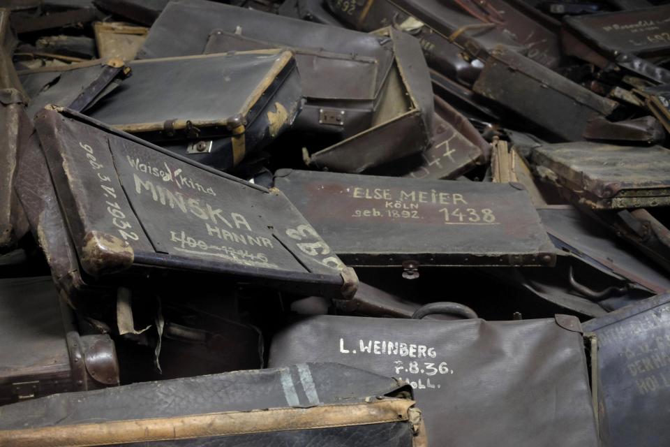 Suitcases are displayed former German Nazi concentration and extermination camp Auschwitz in Oswiecim