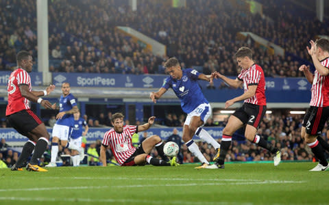 Everton and Sunderland in Carabao Cup action on 