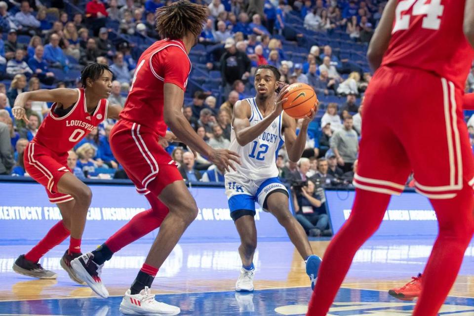 Kentucky guard Antonio Reeves (12) had five points in 17 minutes in UK’s 86-63 win over Louisville last season at Rupp Arena.