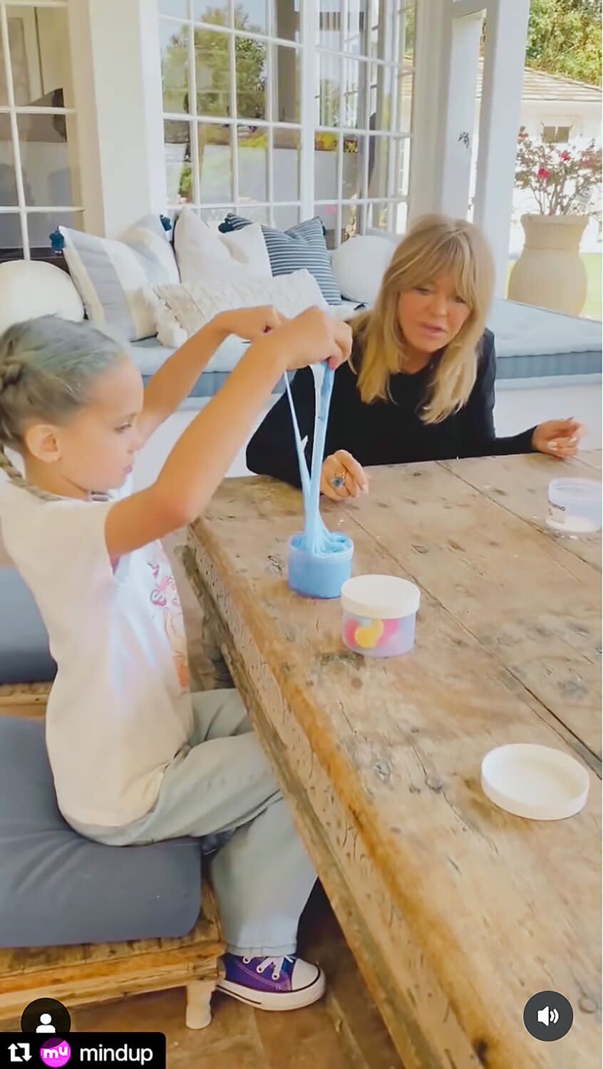 https://www.instagram.com/p/CdLjtg-g5Es/ goldiehawn Verified The most fun day with my darling granddaughters Rio and Rani �� Thank you @sloomooinstitute for co-creating this special @mindup “Slime for your Mind” in honor of Mental Health Awareness Month and giving 50% of the proceeds to MindUP �� �� 6h