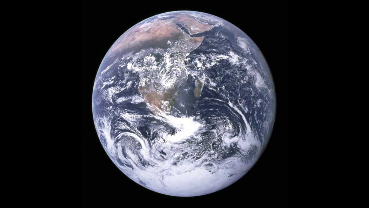  The Blue Marble photo, captured by the crew of Apollo 17 on Dec. 7, 1972. 