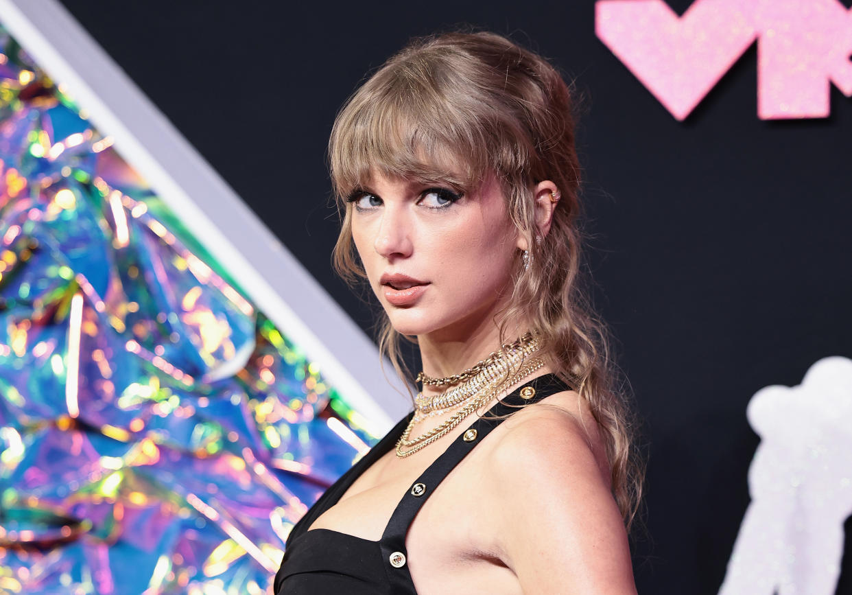 NEWARK, NEW JERSEY - SEPTEMBER 12:  Taylor Swift attends the 2023 MTV Video Music Awards at the Prudential Center on September 12, 2023 in Newark, New Jersey. (Photo by Dimitrios Kambouris/Getty Images)