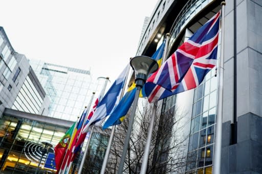 The British flag was stull flying outside the European Parliament on Friday but was due to be removed overnight as Britain leaves the EU