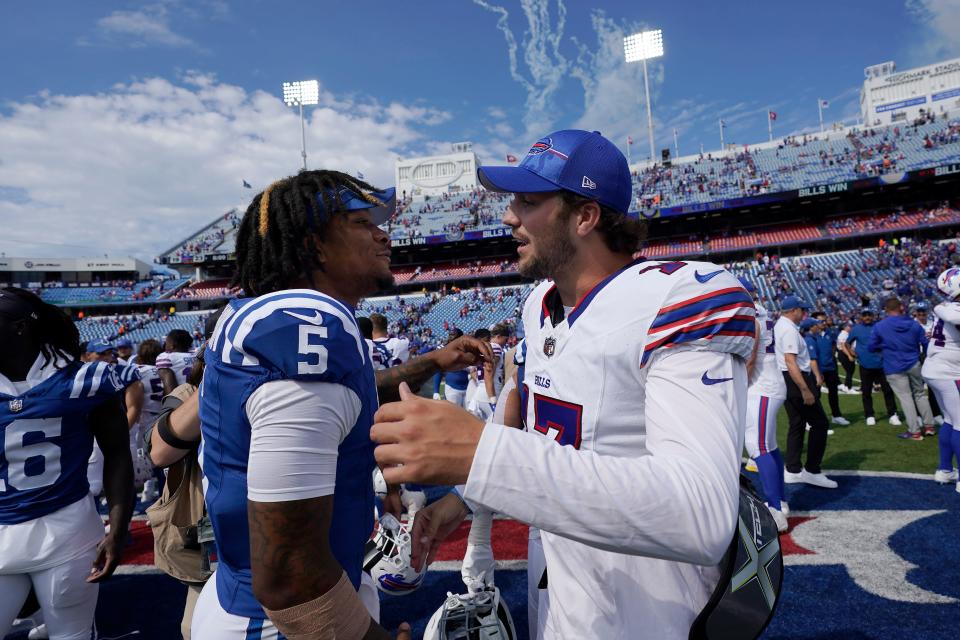 Josh Allen was a spectator last week when the Bills played Anthony Richardson and the Colts.