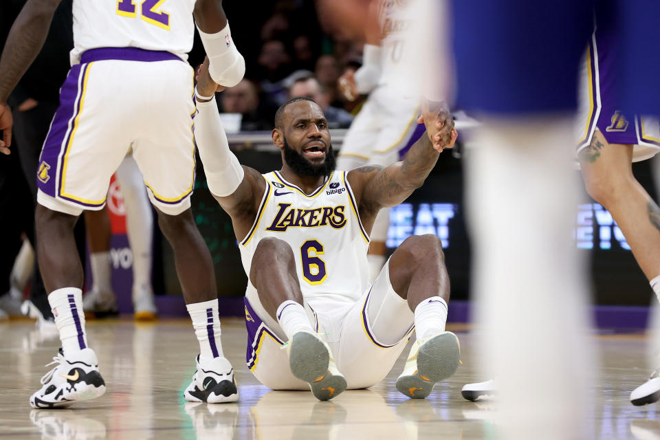 The NBA is reportedly considering penalizing flops. (Photo by Sean M. Haffey/Getty Images)