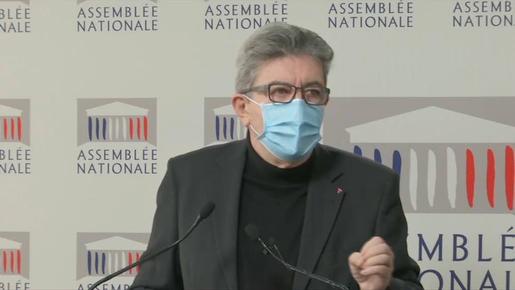 Jean-Luc Mélenchon lors d'une conférence de presse à l'Assemblée nationale, le 24 novembre 2020. - BFMTV