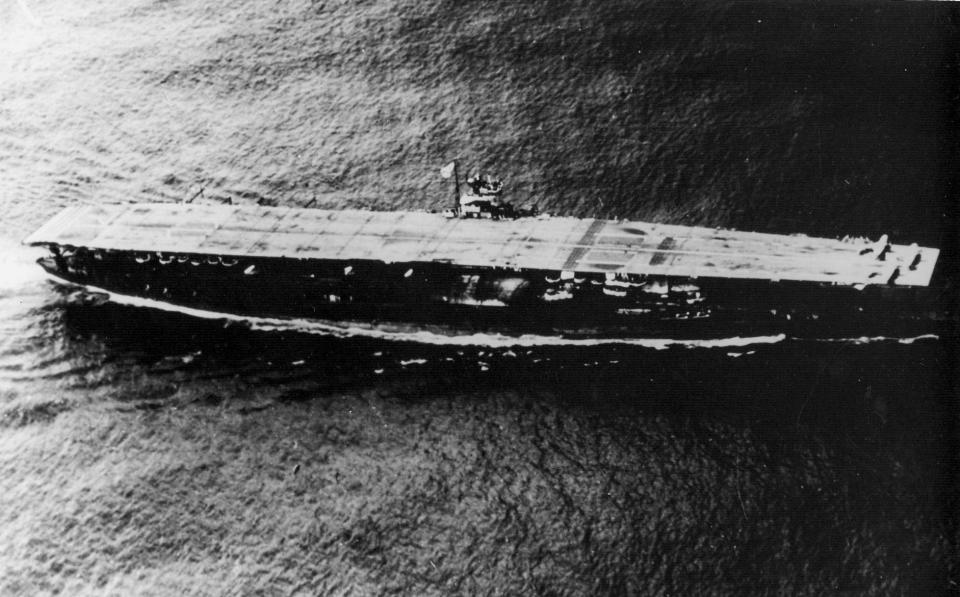 The Japanese flagship aircraft carrier Akagi pictured underway in the summer of 1941.

