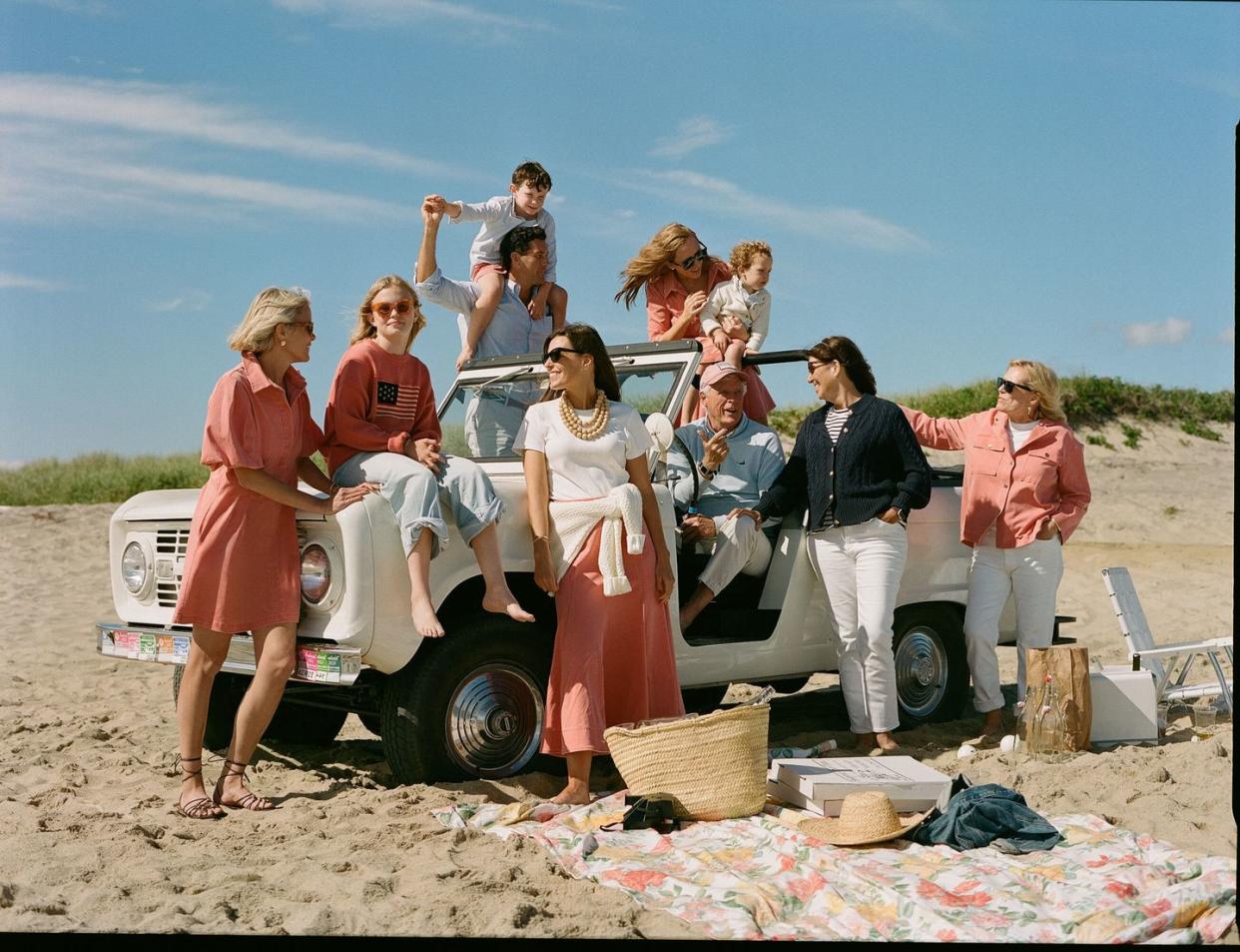 a group of people at the beach