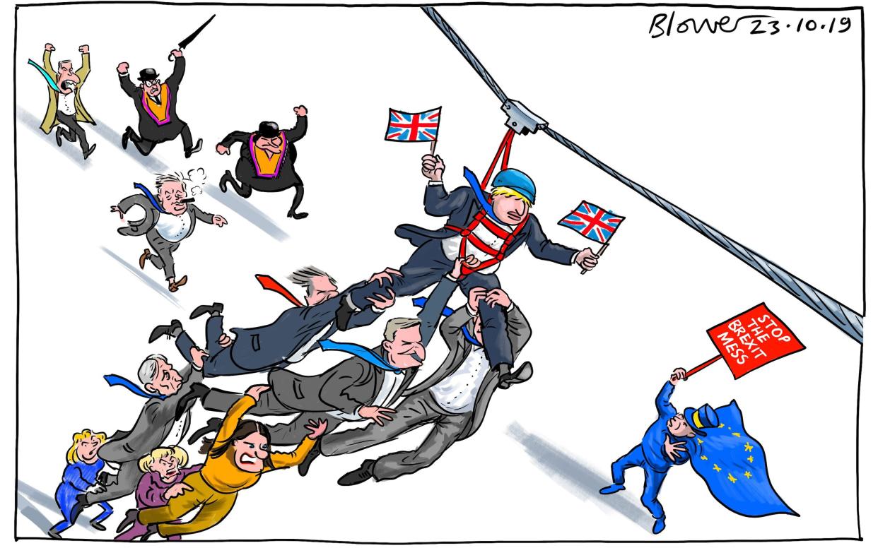 Zipping towards Brexit? Cartoonist Blower's take on Boris Johnson's Parliamentary position - Blower