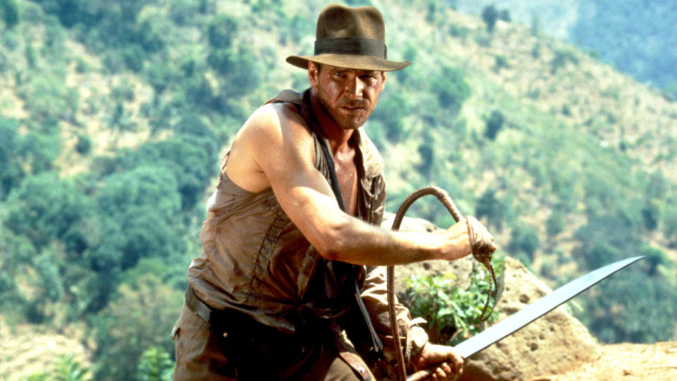 Harrison Ford in INDIANA JONES AND THE TEMPLE OF DOOM (1984).