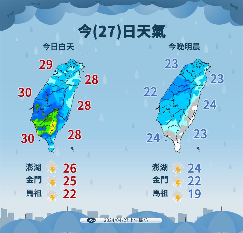 今日天氣。（圖／氣象署）