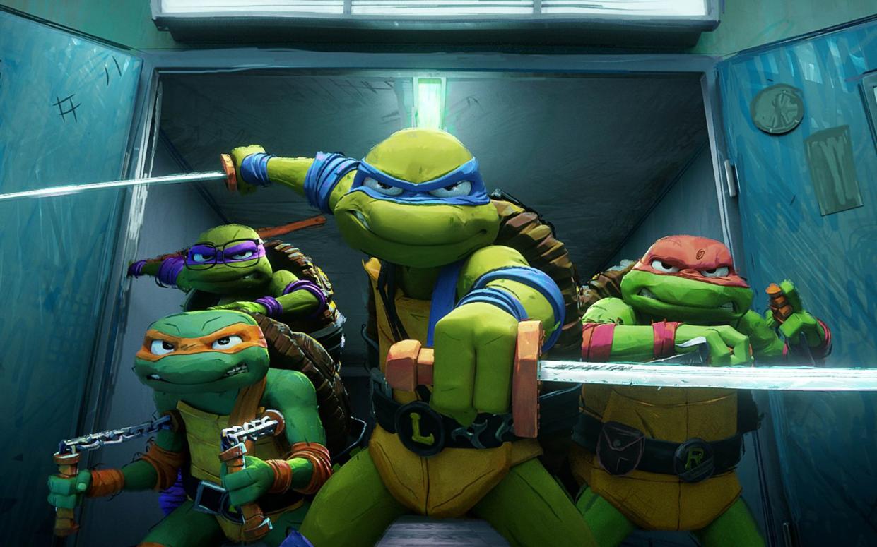 Cowabunga! Leonardo und Co. feiern mit "Teenage Mutant Ninja Turtles: Mutant Mayhem" ihr filmisches Comeback. (Bild: 2023 Paramount Pictures.TEENAGE MUTANT NINJA TURTLES is a trademark of Viacom International Inc.)