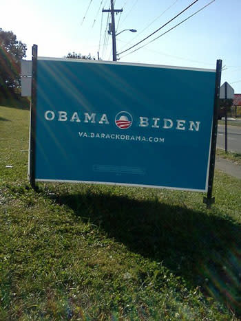 An Obama-Biden sign in Roanoke, Va. (Cheryl Preston)