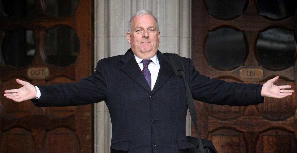 Kelvin MacKenzie leaves the High Court after giving evidence to the Leveson enquiry.   (Photo by Lewis Whyld/PA Images via Getty Images)