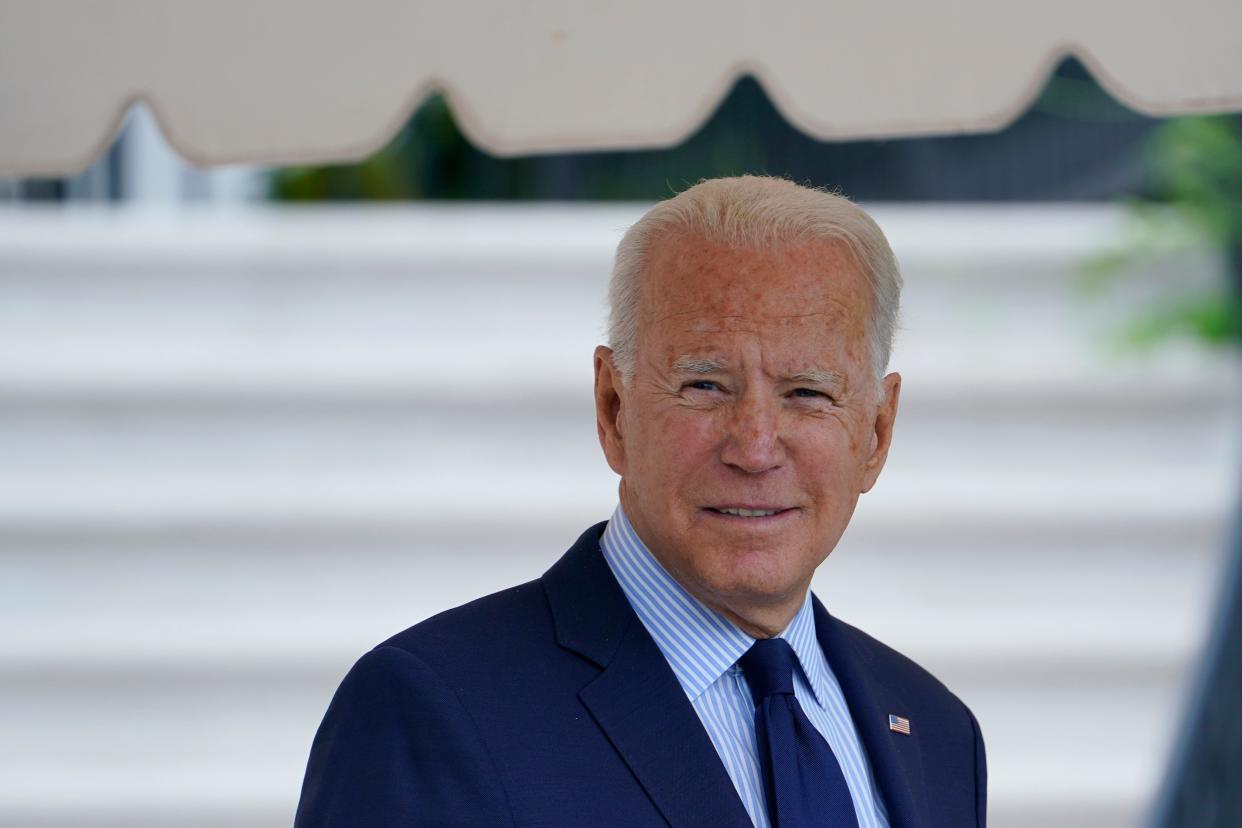 President Joe Biden on the White House lawn. (Copyright 2021 The Associated Press. All rights reserved.)