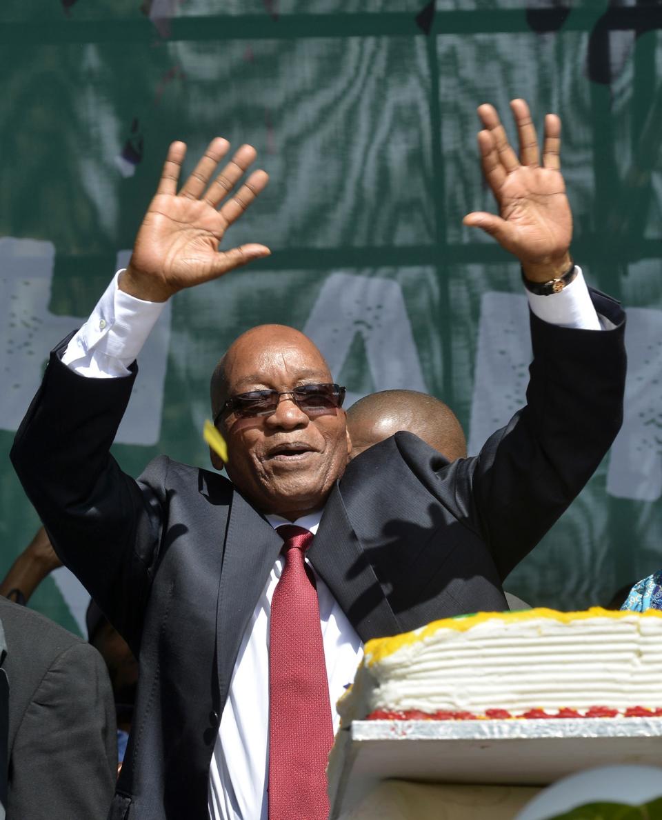 South Africa's President Zuma addresses crowds during Freedom Day celebrations in Pretoria