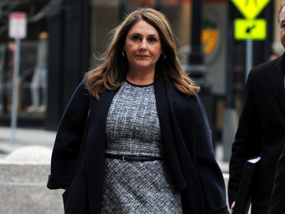 Michelle Janavs, whose family's company developed the microwavable snack Hot Pockets, arrives at the federal courthouse before being sentenced in connection with a nationwide college admissions cheating scheme..JPG