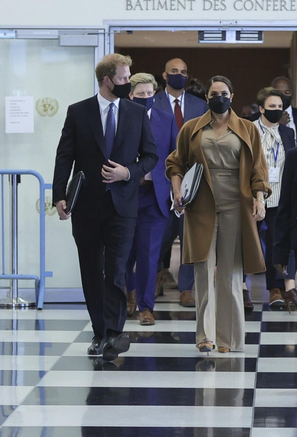 <p>The Duke and Duchess of Sussex visited the UN to meet with the UN deputy secretary-general Amina Mohammed. </p>