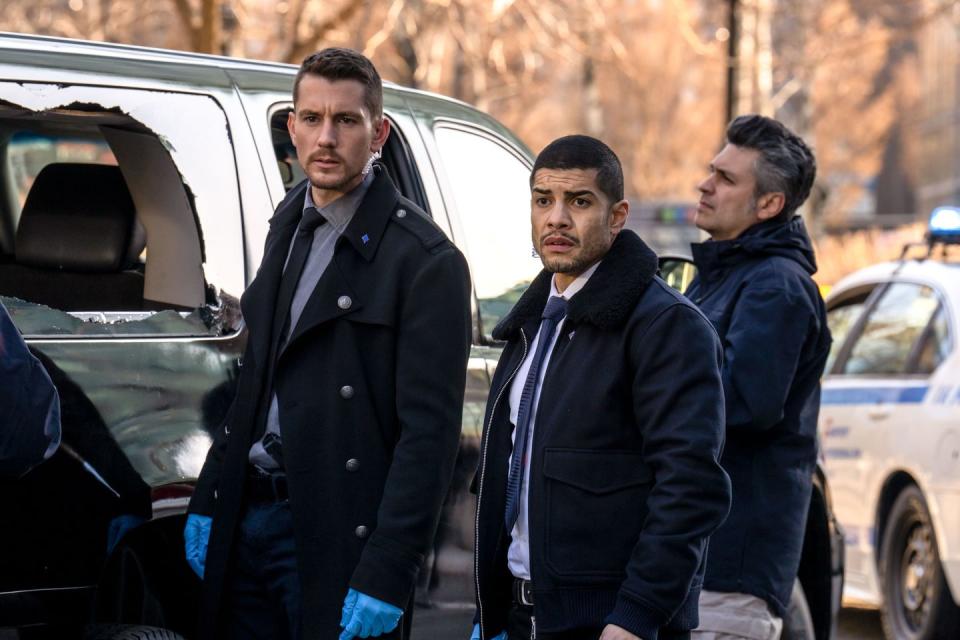 brent antonello, as whelan, and rick gonzalez, as reyes, in a scene from law and order organised crime