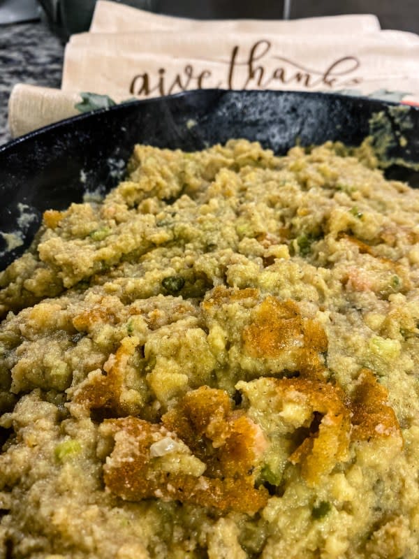 <p>Cat Will Made It</p><p>This Southern-Style Cornbread Dressing is amazing for any occasion, the holidays, Sunday dinner, a Soulfood-themed party, or just a normal Wednesday night. You absolutely won’t regret making this dish and it tastes even better warmed up the next day.</p><p><strong>Get the Recipe:</strong><a href="https://catwillmadeit.com/recipe/southern-style-cornbread-dressing/" rel="nofollow noopener" target="_blank" data-ylk="slk:Southern Cornbread Dressing;elm:context_link;itc:0;sec:content-canvas" class="link rapid-noclick-resp"> <strong>Southern Cornbread Dressing</strong></a></p>