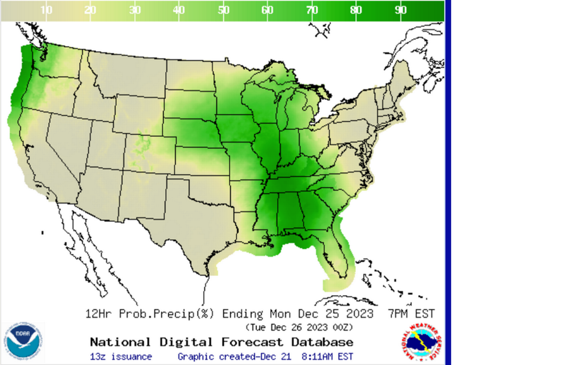 No snow, as usual, in Christmas forecast for Middle But there