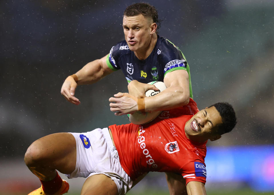 Jack Wighton, pictured here in action for Canberra against the Dragons.