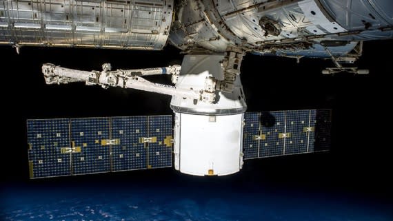 The Dragon spacecraft docked with the International Space Station (SpaceX)