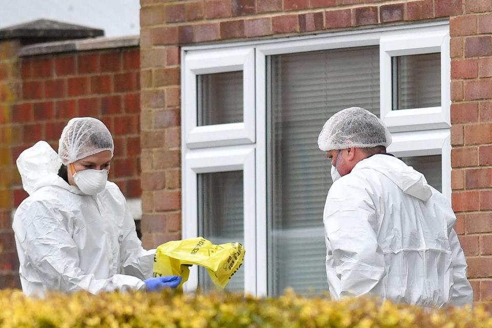 Forensic officers at the scene in Duffield (PA)