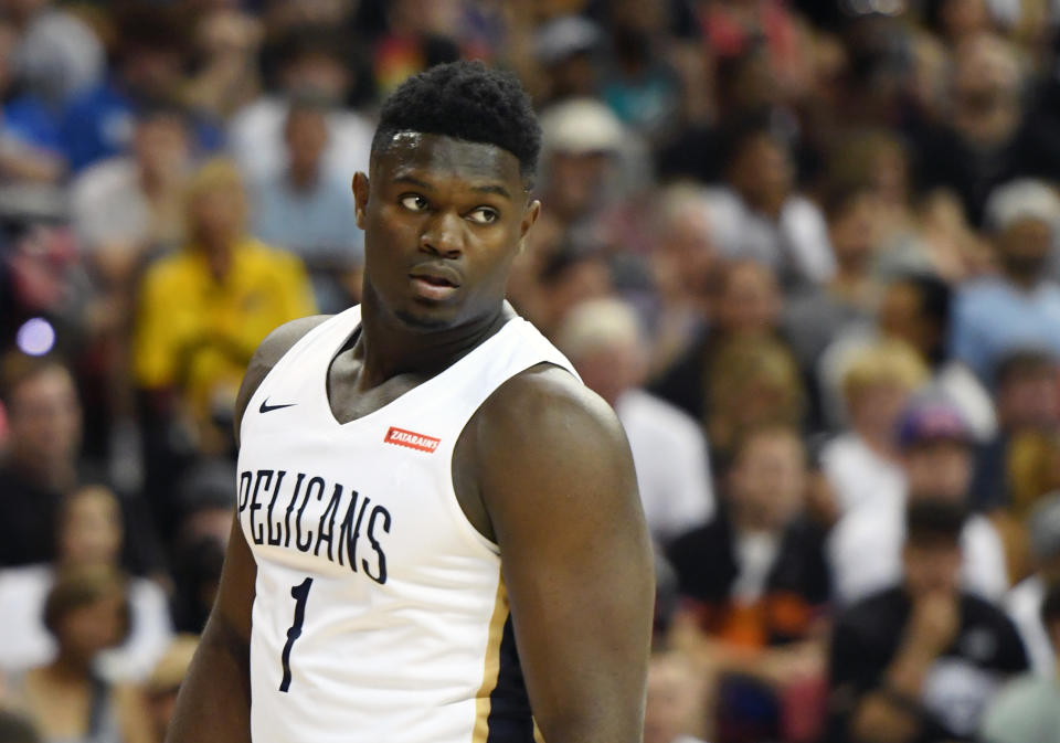 Zion Williamson will not play for the remainder of the NBA Summer League. (Photo by Ethan Miller/Getty Images)