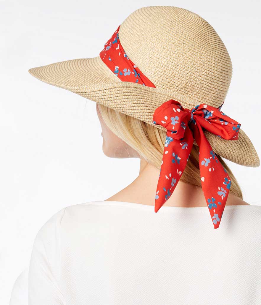 Hat with red floral ribbon. (Photo: Nine West/Macy's)