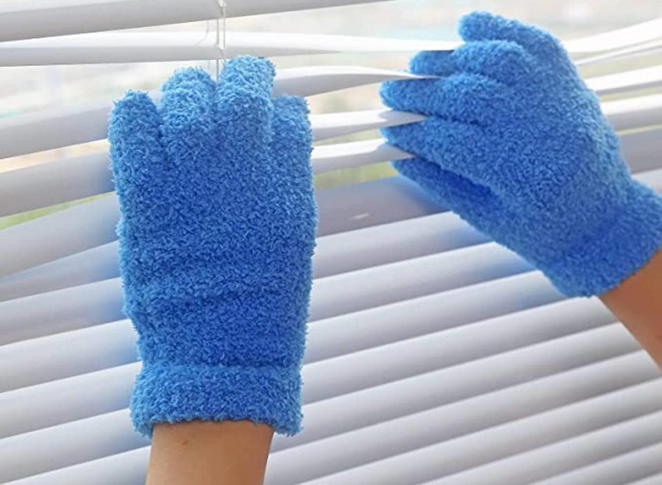 Remove the dust sitting in narrow and tight spots with these gloves that turn your hands into dusters.  (Source: Amazon)