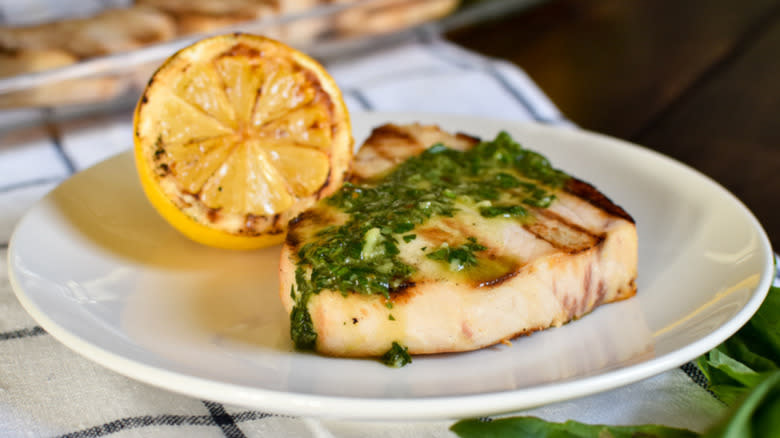 Lemon and herb grilled swordfish 