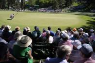 Bryson DeChambeau lines up a putt on the sixth hole during third round at the Masters golf tournament at Augusta National Golf Club Saturday, April 13, 2024, in Augusta, Ga. (AP Photo/George Walker IV)