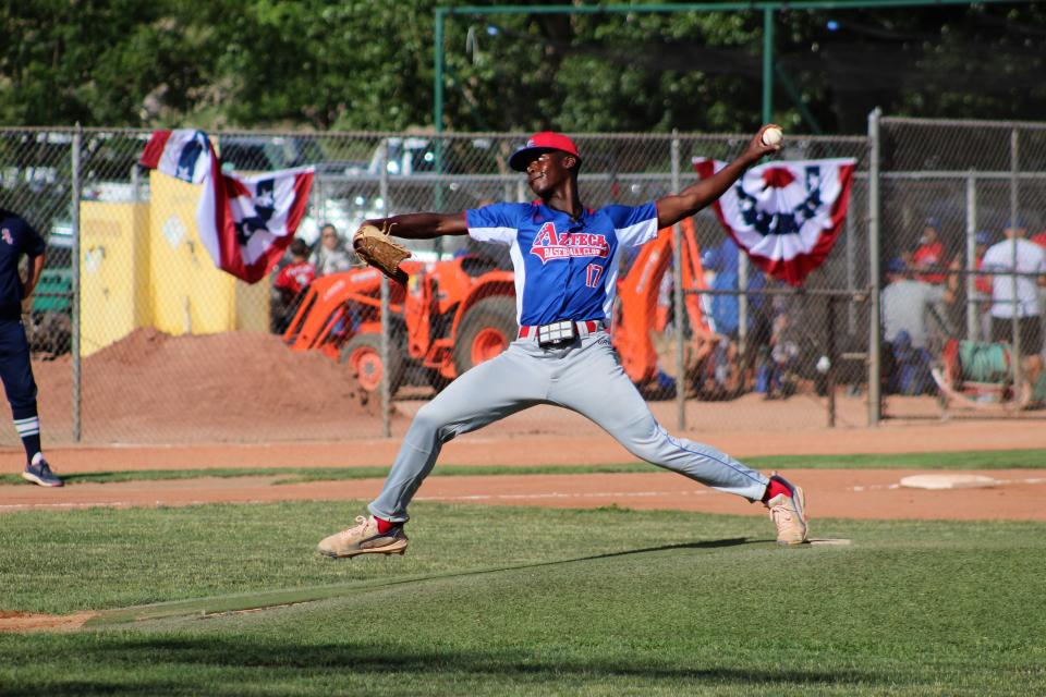 Braxton Vail started the game for the Azteca's against the Sixers in the first game of a doubleheader on Jun 17, 2022, at the Tony Andenucio Tournament.