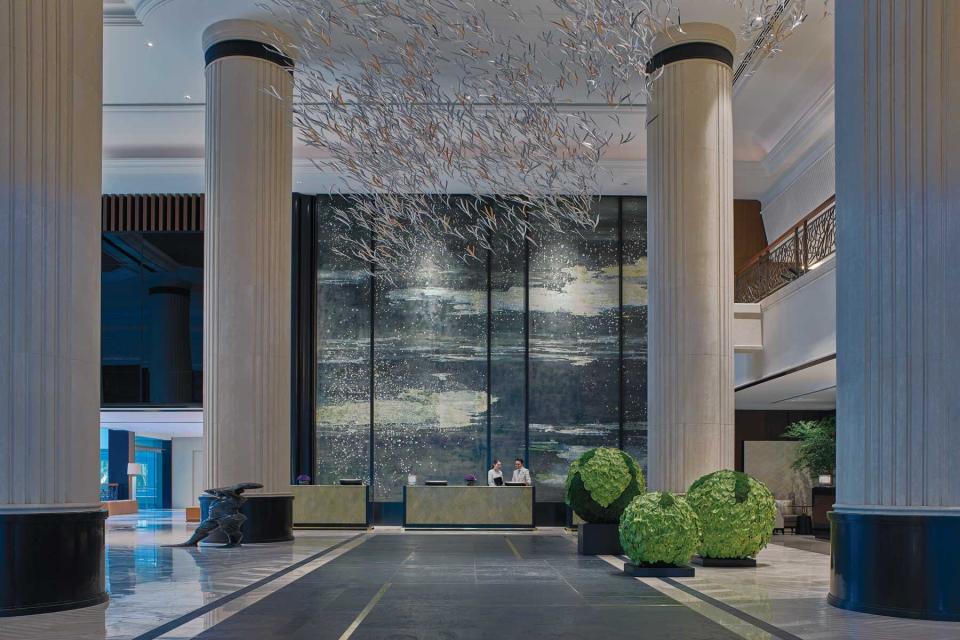 The lobby at the Shangri-La Singapore hotel. Shangri-La was voted one of the best hotel brands in the world