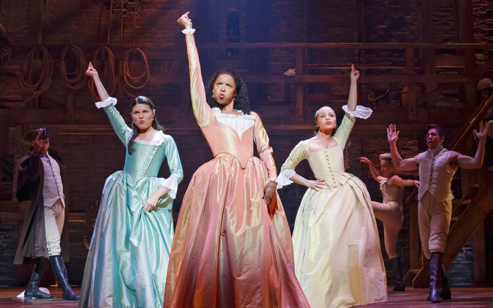 The Schuyler Sisters, with Renee Elise Goldsberry as Angelica (centre) - Joan Marcus