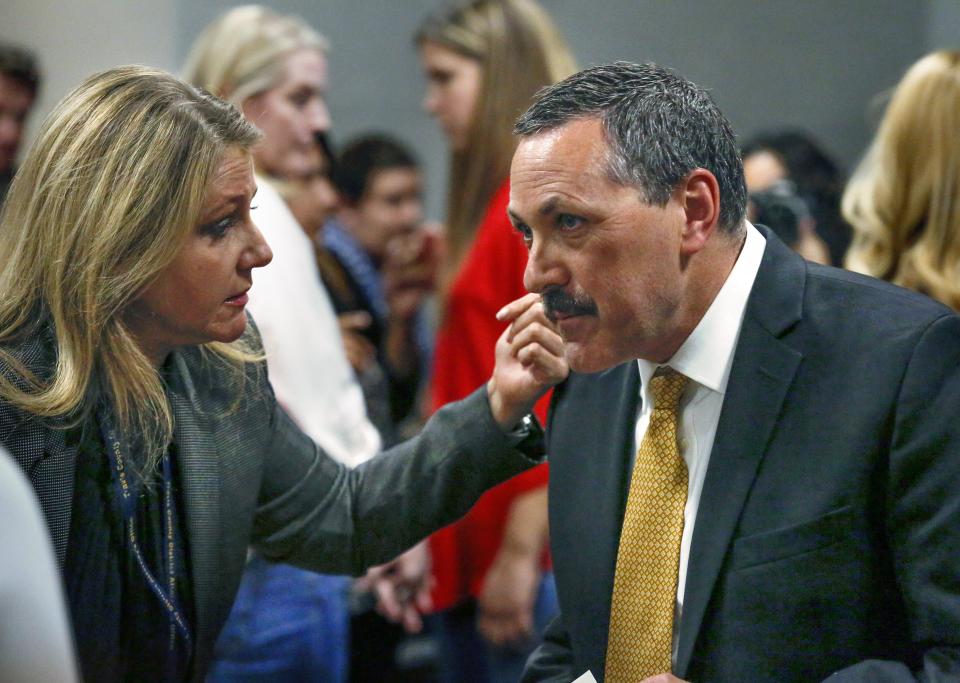 Mindy Montford, left, obtained information in her time as first assistant in the Travis County district fttorney's office that lawyers are using as evidence in Ken Paxton's impeachment. Montford now works for Paxton in the Texas attorney general's office.