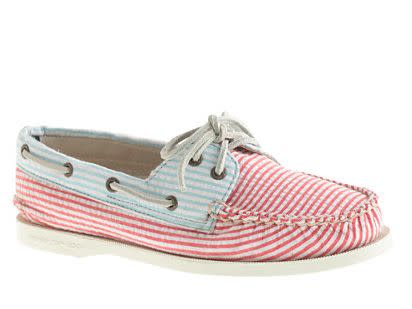 <a href="https://www.jcrew.com/womens_category/ingoodcompany/sperry/PRDOVR~A0709/A0709.jsp?srcCode=AFFIPOLYVORE_shoes" target="_blank">Sperry Top-Sider For J.Crew Authentic Original 2-Eye Boat Shoes In Seersucker, $98</a>