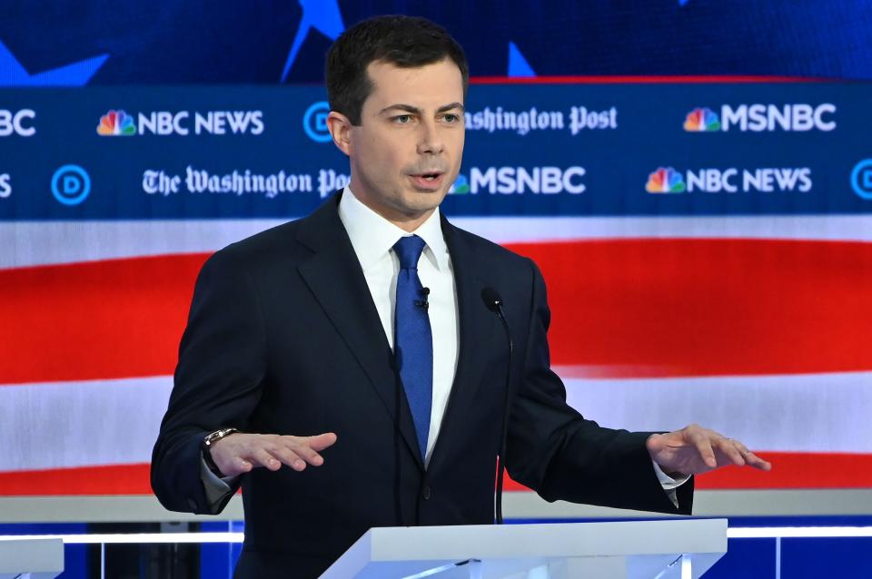 Democratic presidential hopeful Pete Buttigieg at the debate in Atlanta on Nov. 20, 2019.