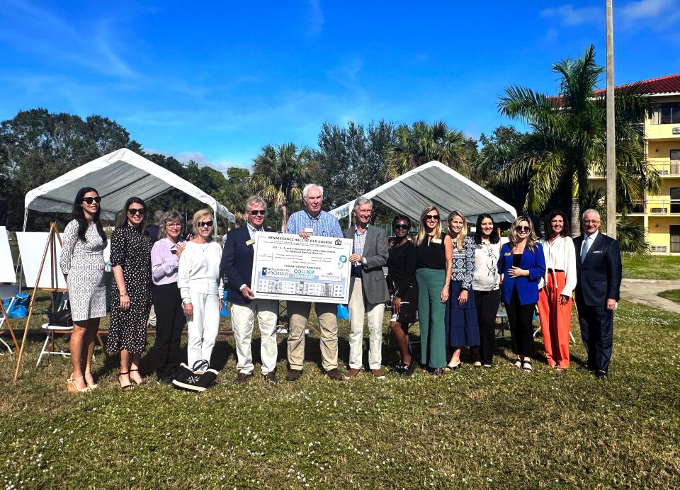 Officials involved in the affordable housing project at the Golden Gate golf course gather for a groundbreaking in November 2023.