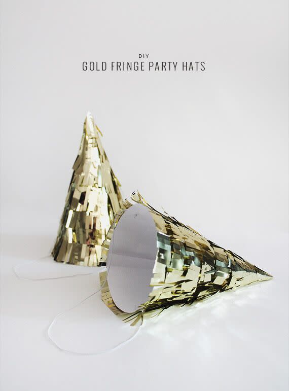 DIY Gold Fringe Party Hats
