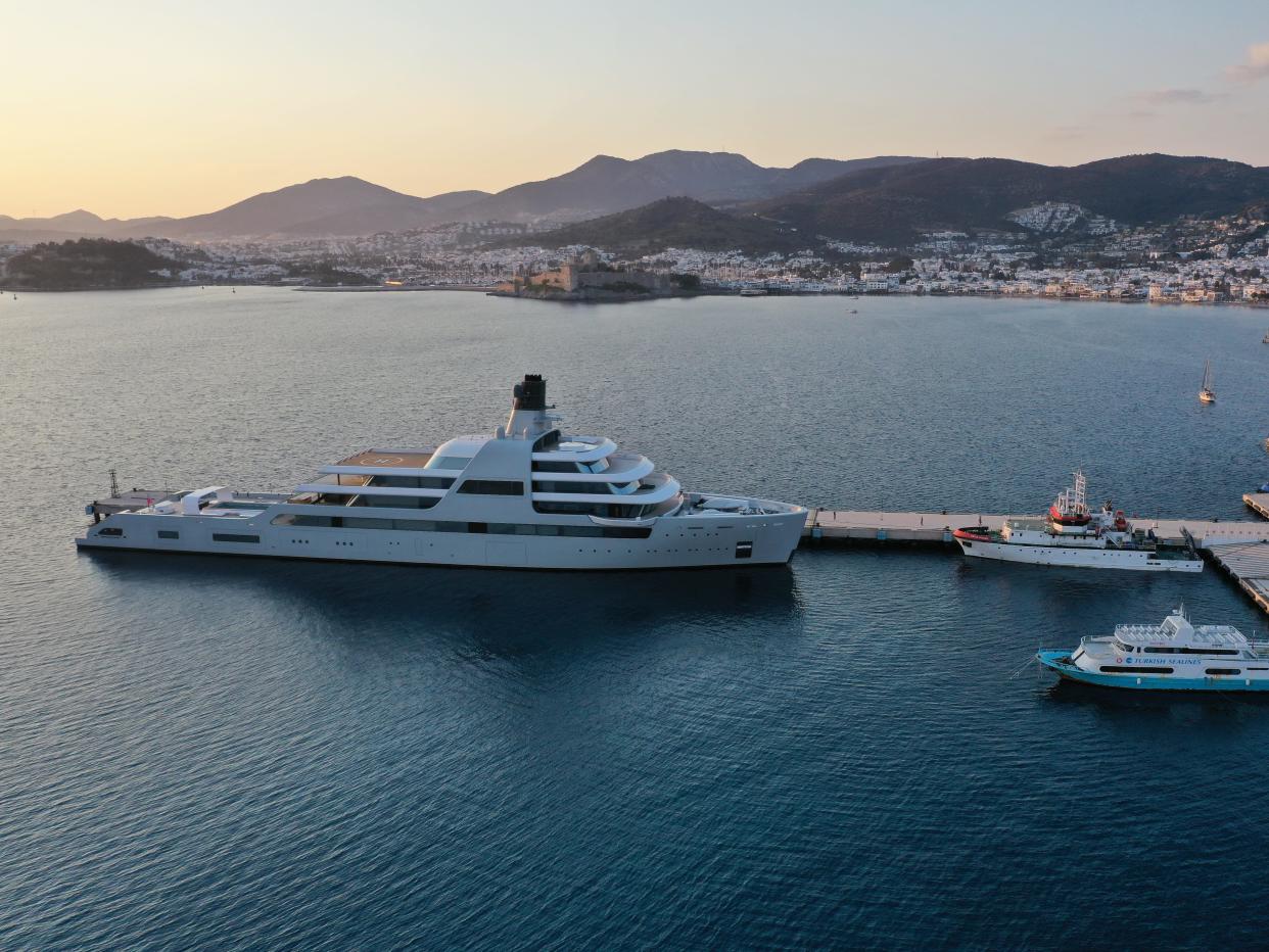 Roman Abramovich's yacht, Solaris, docked in Bodrum, Turkey on March 21.