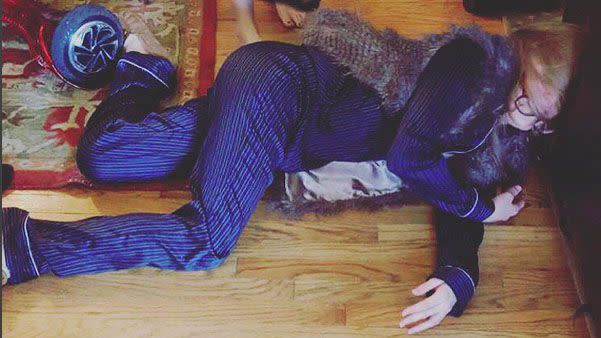 This woman landed awkwardly after trying to ride a hoverboard on Christmas Day. Photo: Instagram